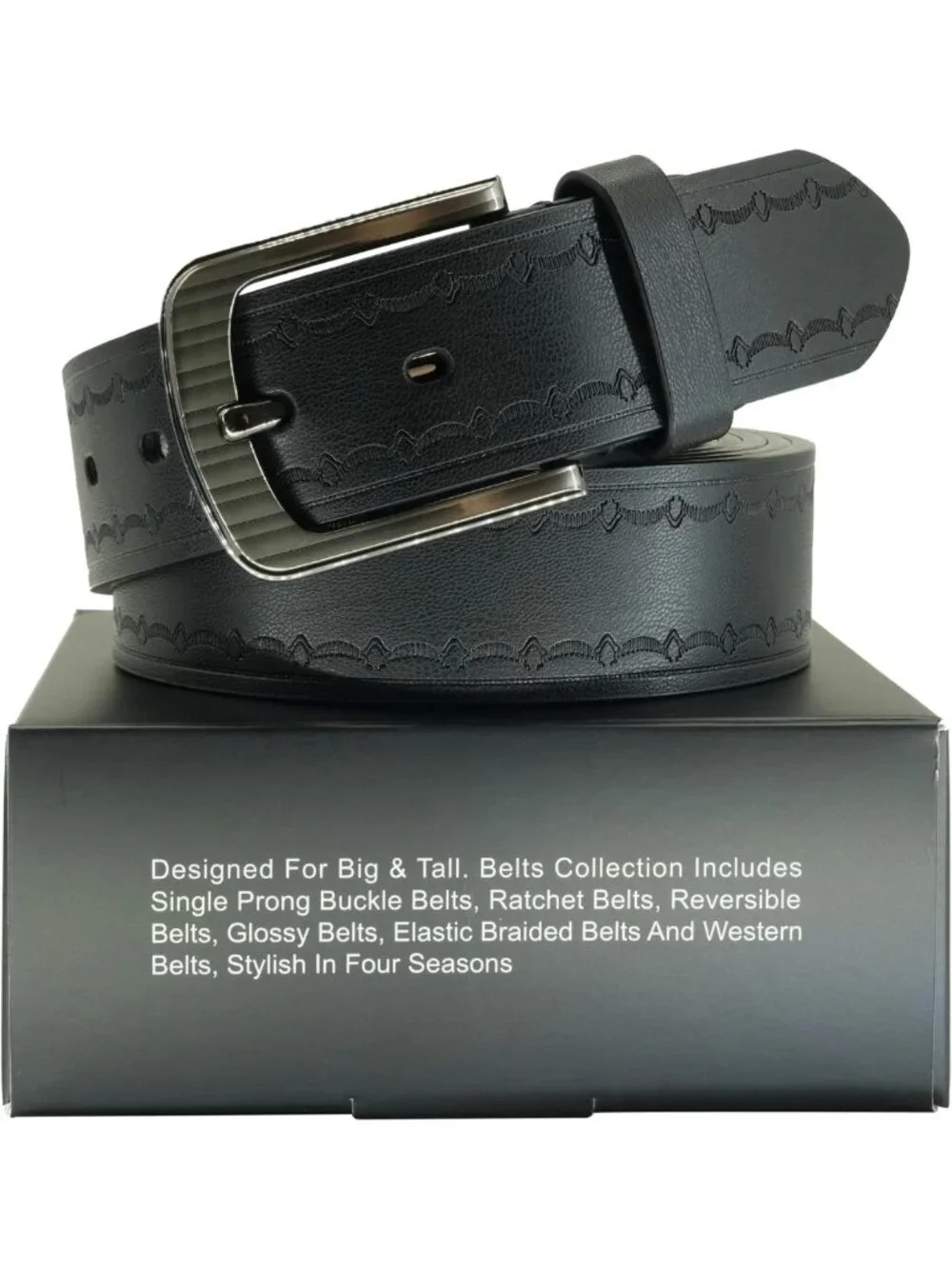Stylish Big & Tall Men's Leather Belts for Dress & Jeans, Sizes 36-82 IN
